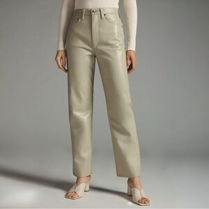 AGOLDE Recycled Leather 90’s Pinch Waist Pants Color Toast Size 23 NWT